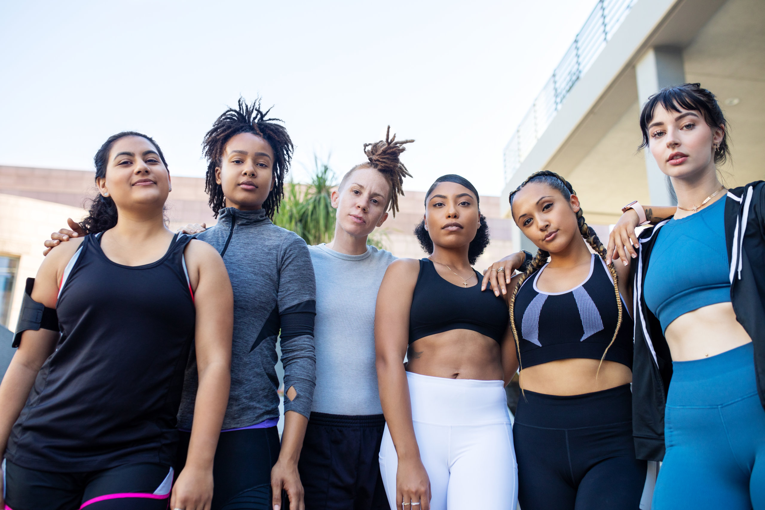 Portrait of sports women in the city