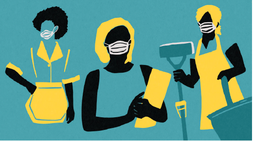 Unemployment in the pandemic has fallen disproportionately on Latina women, with many in the service industry. Here’s how gender, race, and occupation help determine who is most vulnerable in the worst economic slump since the Great Depression. Illustration: Crystal Tai