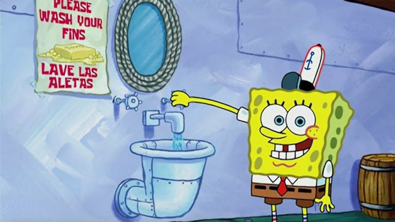 spongebob hand washing