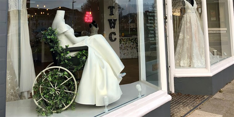 Bridal boutique in wheelchair